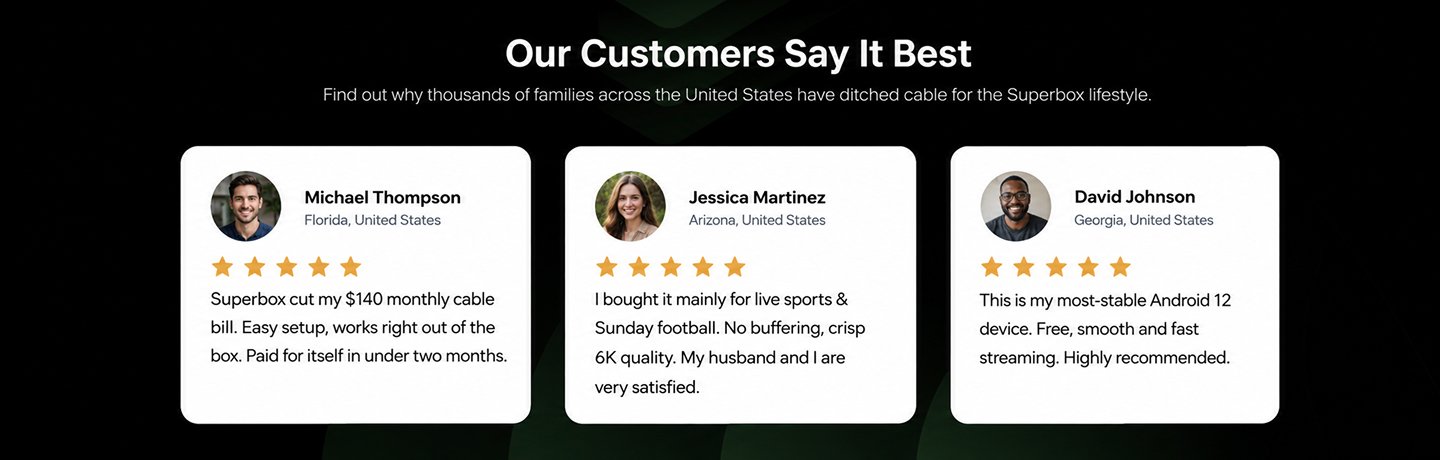 Customer reviews from Michael Thompson, Jessica Martinez, and David Johnson